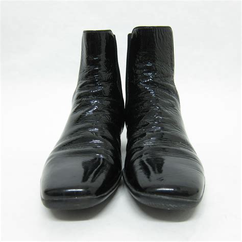 prada patent leather chelsea boots